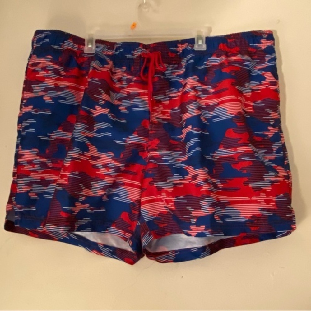 George American‎ Swim Shorts Mens Size 3XL Red-Blue pockets Above The Knee